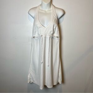 Nautica White Halter Swim Coverup Terrycloth Drawstring Large